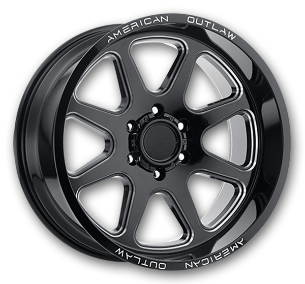 American Outlaw Wheels Derringer Gloss Black w/ Milled
