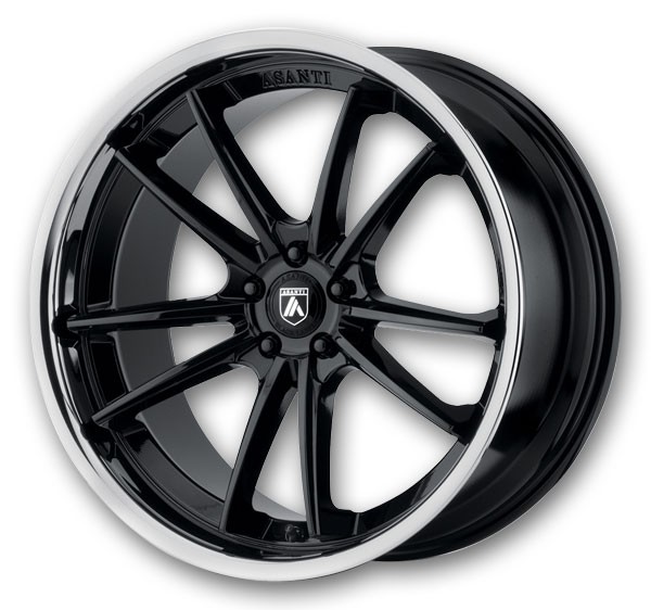 Asanti Black Label Wheels ABL-23 Sigma Gloss Black with Chrome Lip