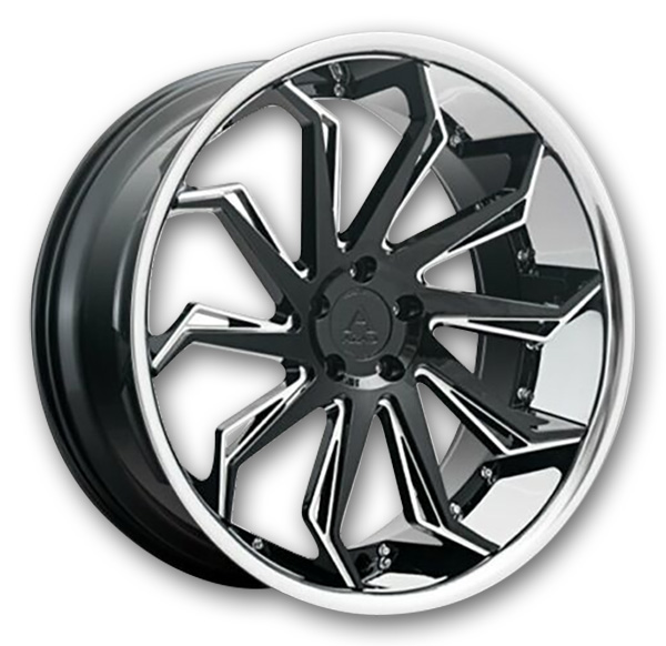 Azad Wheels AZ1029 Brushed Silver with Chrome SS Lip
