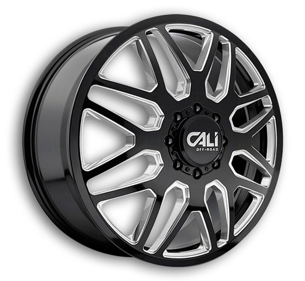 CALI OFF-ROAD Wheels 9115D Invader Dually Front Gloss Black/Milled Spokes