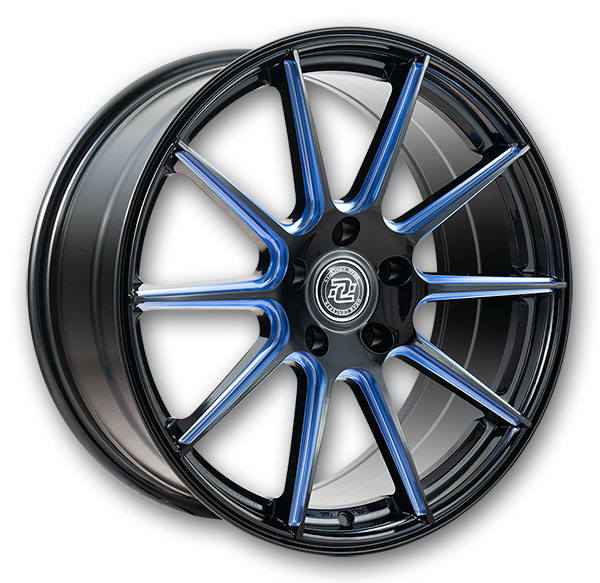 Drag Concepts Wheels DC-R39 Gloss Black Blue Milled