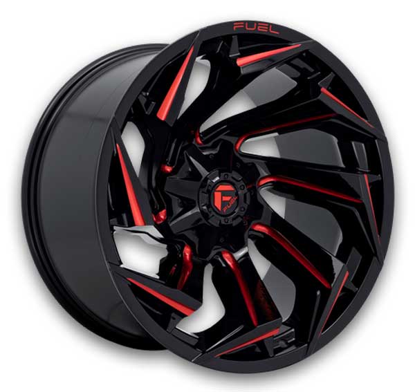 Fuel Wheels D755 Reaction Gloss Black Milled with Red Tint