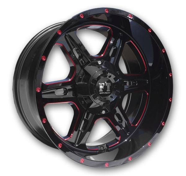 FULL THROTTLE Wheels FT6054 Gloss Black Red Milled