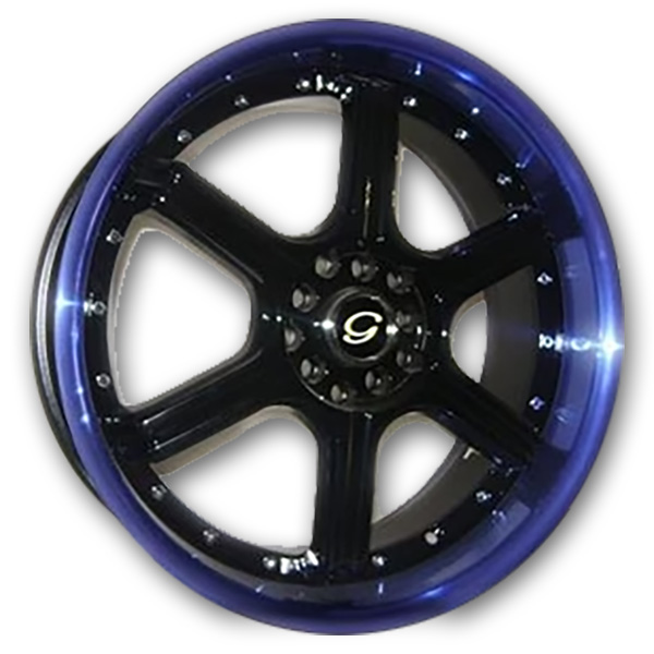 G Line Wheels G508 Black With Blue Lip
