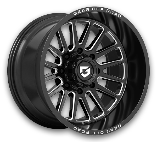 Gear Alloy Wheels 764BM Leverage Gloss Black with Milled Accents & Lip Logo