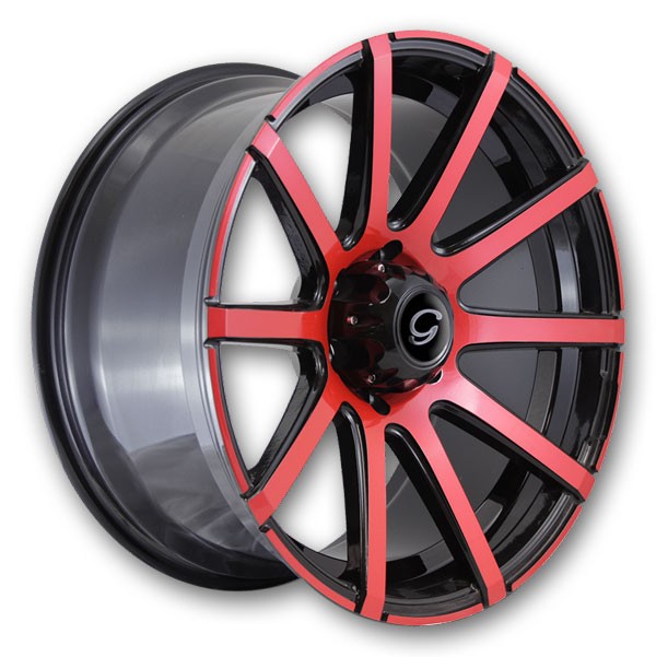 G Line Wheels G0036 Black with Red Face