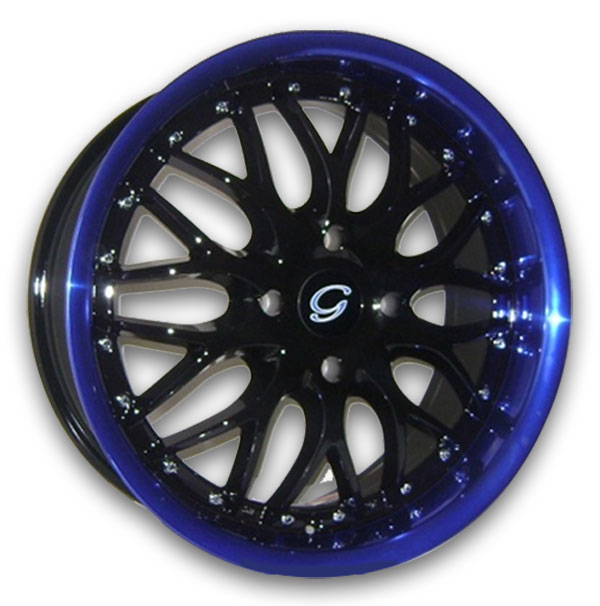 G Line Wheels G901 Black With Blue Lip