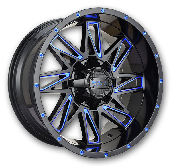 Impact Off-Road Wheels 814 Gloss Black/Blue Milled