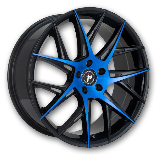 Impact Racing Wheels 603 Gloss Black With Blue Machined Face