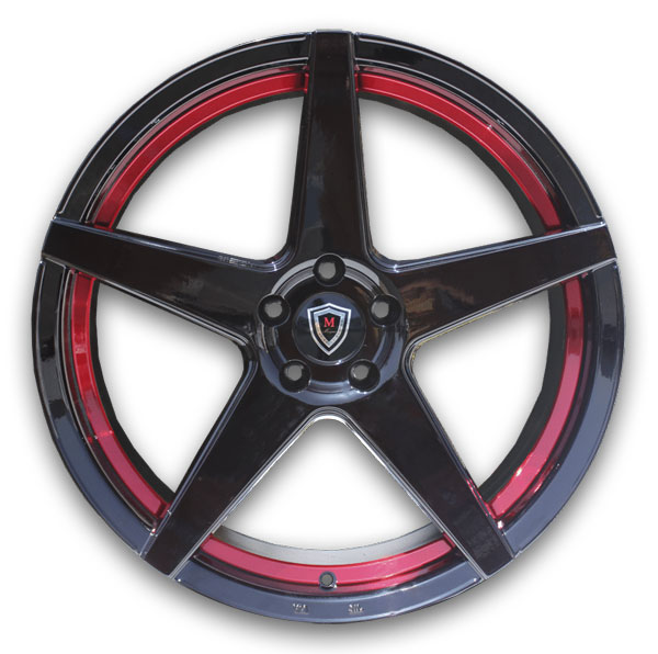 Marquee Wheels M1001 Black with Red Inner Line