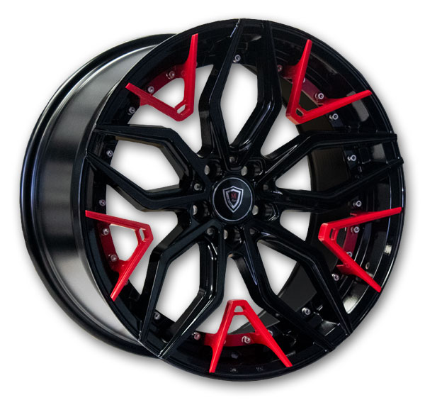Marquee Wheels M3371 Gloss Black with Red Spoke Accents