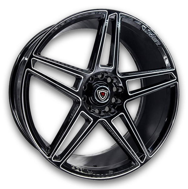 Marquee Wheels M3767W Black with Milled Face