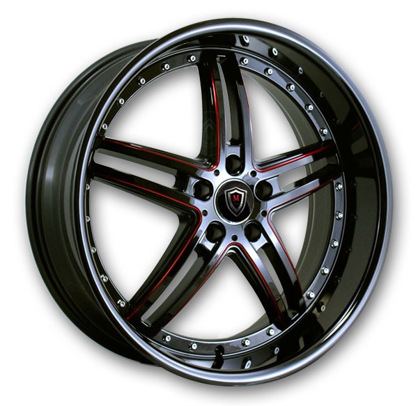Marquee Wheels M5329 Gloss Black Red Milled