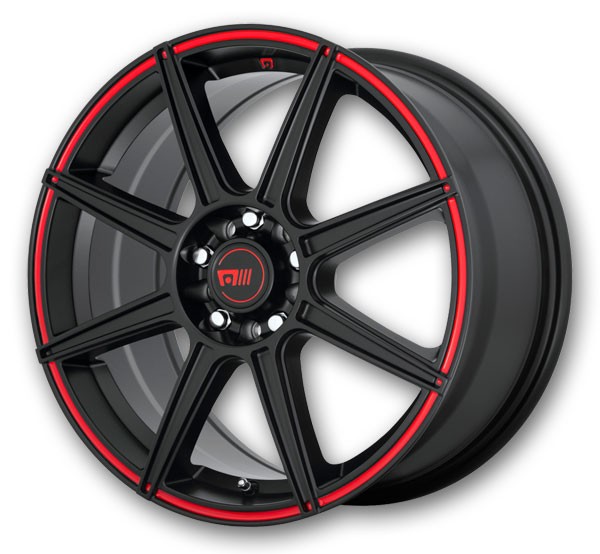 Motegi Wheels MR142 CS8 Satin Black with Red Stripe