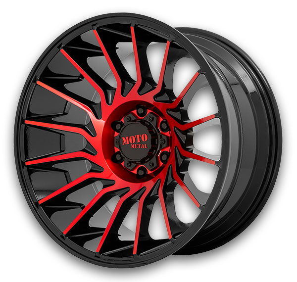 Moto Metal Wheels MO807 Gloss Black Machined with Red Tint