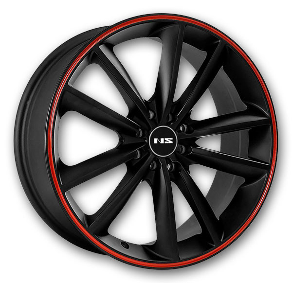 NS Tuner Wheels NS9012 Matte Black with Red Stripe