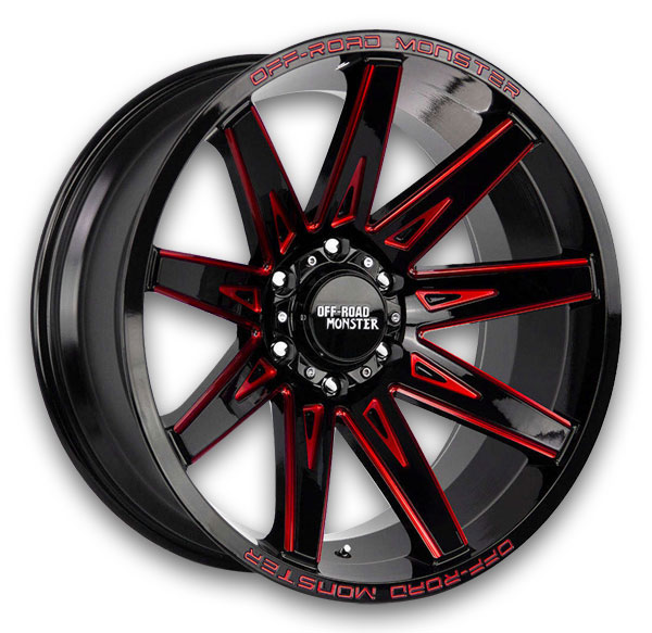 Off-Road Monster Wheels M25 Candy Red Milled