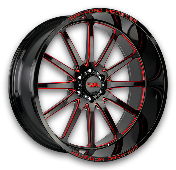 Off-Road Monster Wheels M26 Gloss Black Candy Red Milled