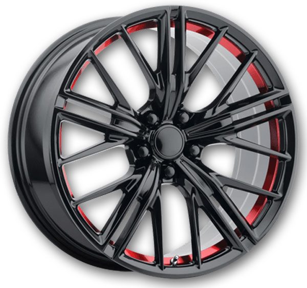 Performance Replicas Wheels PR194 Gloss Black Red Machined