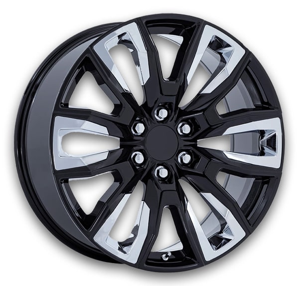 Performance Replicas Wheels PR225 Gloss Black w/ Chrome Accents