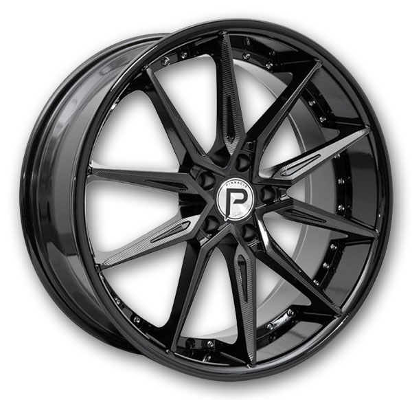 Pinnacle Wheels P218 Enzo Black Machined Milled Gloss Black Tint