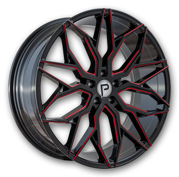 Pinnacle Wheels P306 Mystic Gloss Black Red Milled