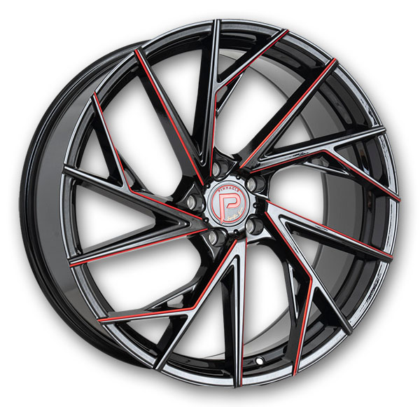 Pinnacle Wheels P316 Swank Gloss Black Red Milled