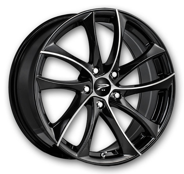 Platinum Wheels 438 Gyro Gloss Black with Diamond Cut Spokes and Clear Coat