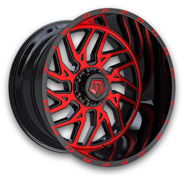 TIS Wheels 544MBR Gloss Black Machined Face and Milled Lip logo w/Red Tint Clear