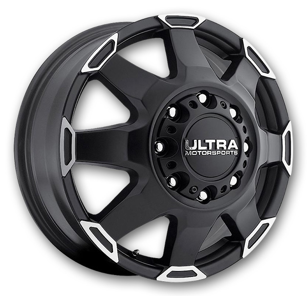 Ultra Wheels 025 Phantom Dually Satin Black with Diamond Cut Accents and Satin Clear Coat