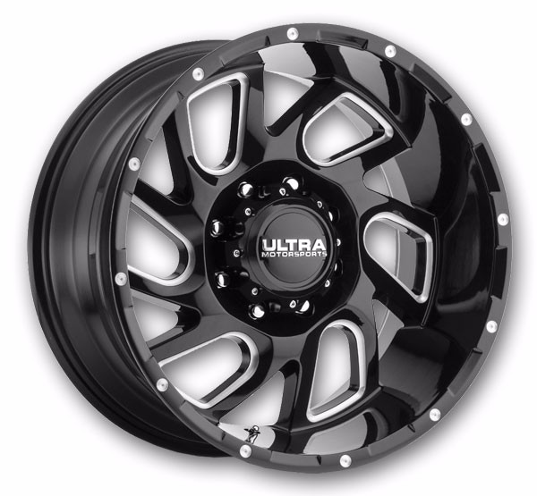 Ultra Wheels 221 Carnage Gloss Black with Milled Accents and Clear Coat