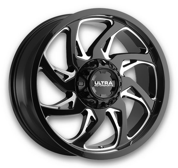 Ultra Wheels 230 Villain Gloss Black with Milled Accents and Clear Coat