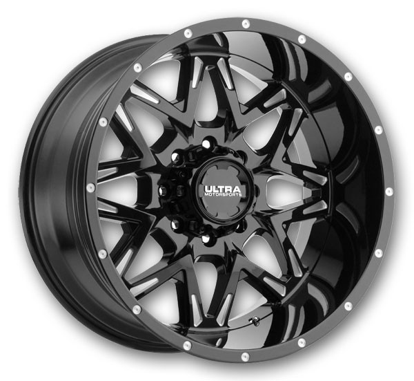 Ultra Wheels 254 Carnivore Gloss Black with Milled Accents and Clear Coat