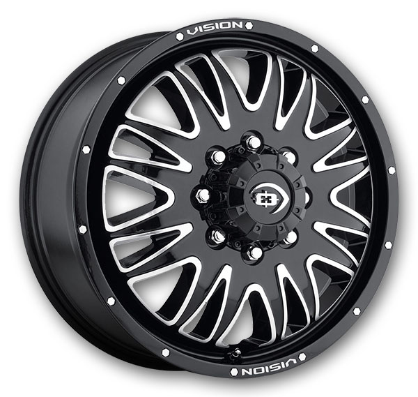 Vision Wheels 401 Rival Dually Front Gloss Black Machined Face