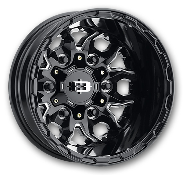 Vision Wheels 410 Korupt Dually Rear Gloss Black Milled Spoke
