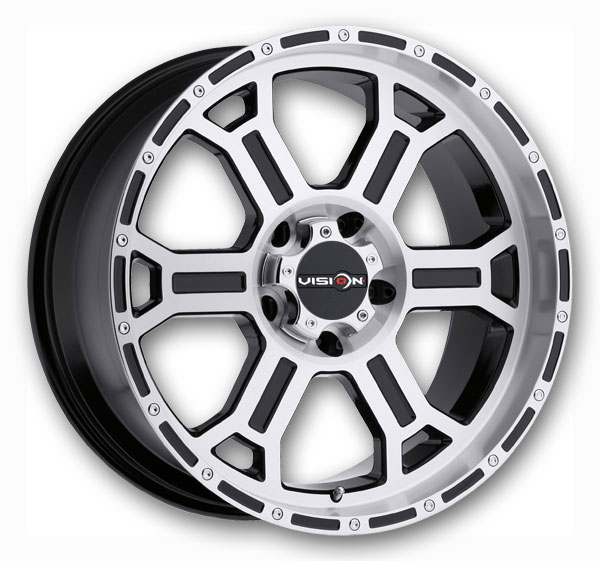 Vision Off-Road Wheels 372 Raptor Gloss Black with Mirror Machined Face and Lip