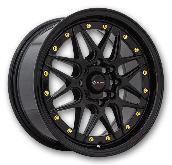 Vors Wheels VR7 All Black Gold Rivet