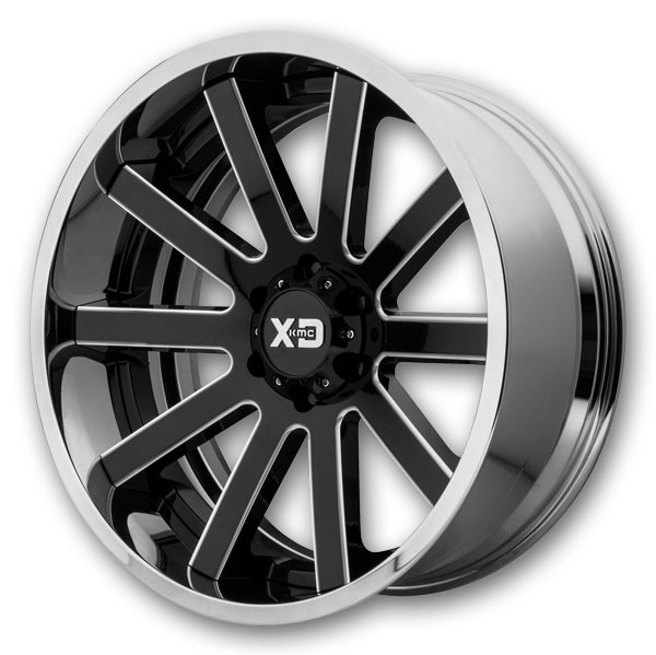 XD Series Wheels XD200 Heist Gloss Black Milled Center with Chrome Lip