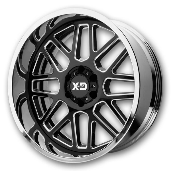 XD Series Wheels XD201 Grenade Gloss Black Milled Center with Chrome Lip