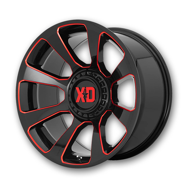 XD Series Wheels XD854 Reactor Gloss Black Milled With Red Tint