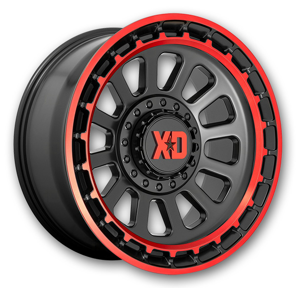 XD Series Wheels XD856 Omega Satin Black Machined Lip With Red Tint