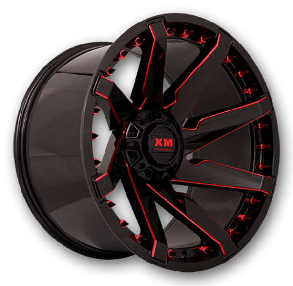 XM Offroad Wheels XM-301 Gloss Black Red Milled