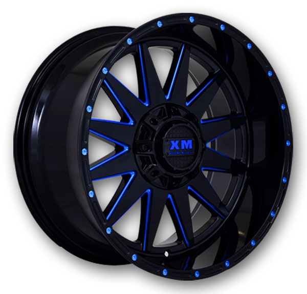 XM Offroad Wheels XM-312 Gloss Black Blue Milled