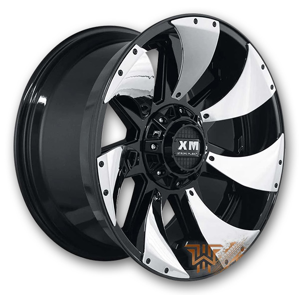 XM Offroad Wheels XM-326 Gloss Black Chrome Inserts