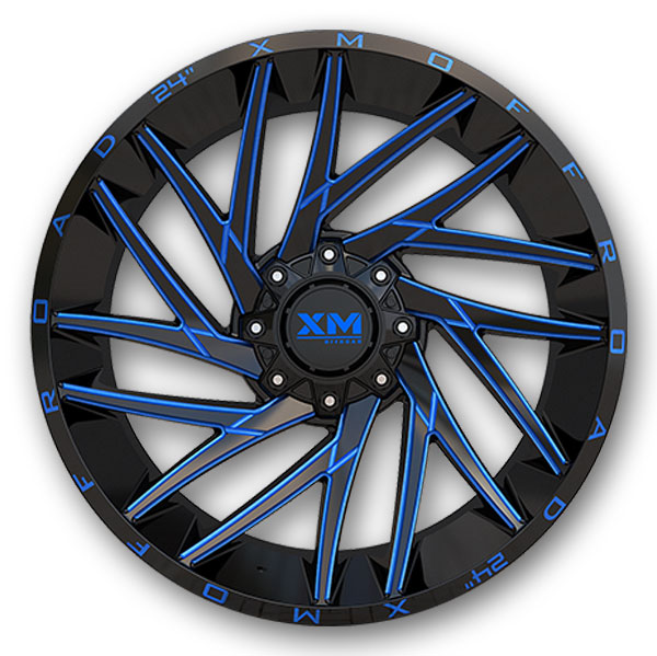 XM Offroad Wheels XM-351 Gloss Black Blue Milled