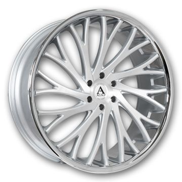 Azad Wheels AZV01 24x10 Brushed Silver with Chrome SS Lip 6x139.7 +25mm 87.1mm