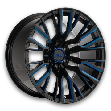 Force Offroad Wheels F48 20x10 Gloss Black Milled Blue Tint 6x139.7 -12mm 106.1mm