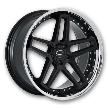 Giovanna Wheels Austin 22x10.5 Semi Gloss Black w/ Chrome SS Lip  +20mm 66.56mm