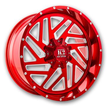 K2 Off-Road Wheels K19 Rampage 22x10 Candy Red W Milled 5x114.3/5x127 -18mm 78.1mm