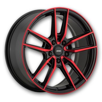 Konig Wheels Myth 17x8 Gloss Black with Red Tinted Clearcoat 5x114.3 +43mm 73.1mm